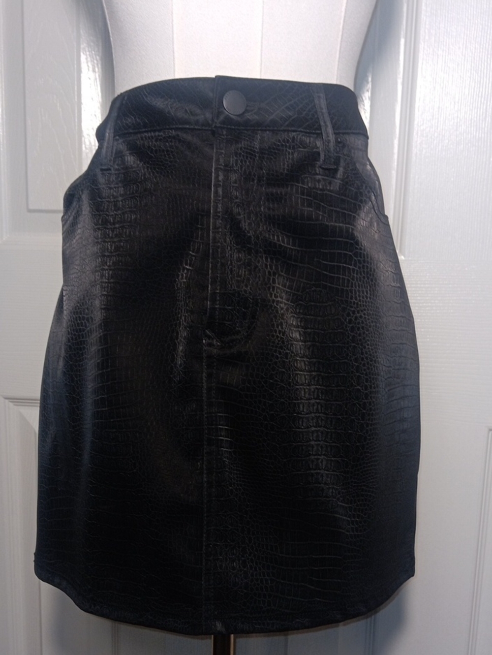 Dear John Black Faux Croc Mini Skirt Size 26